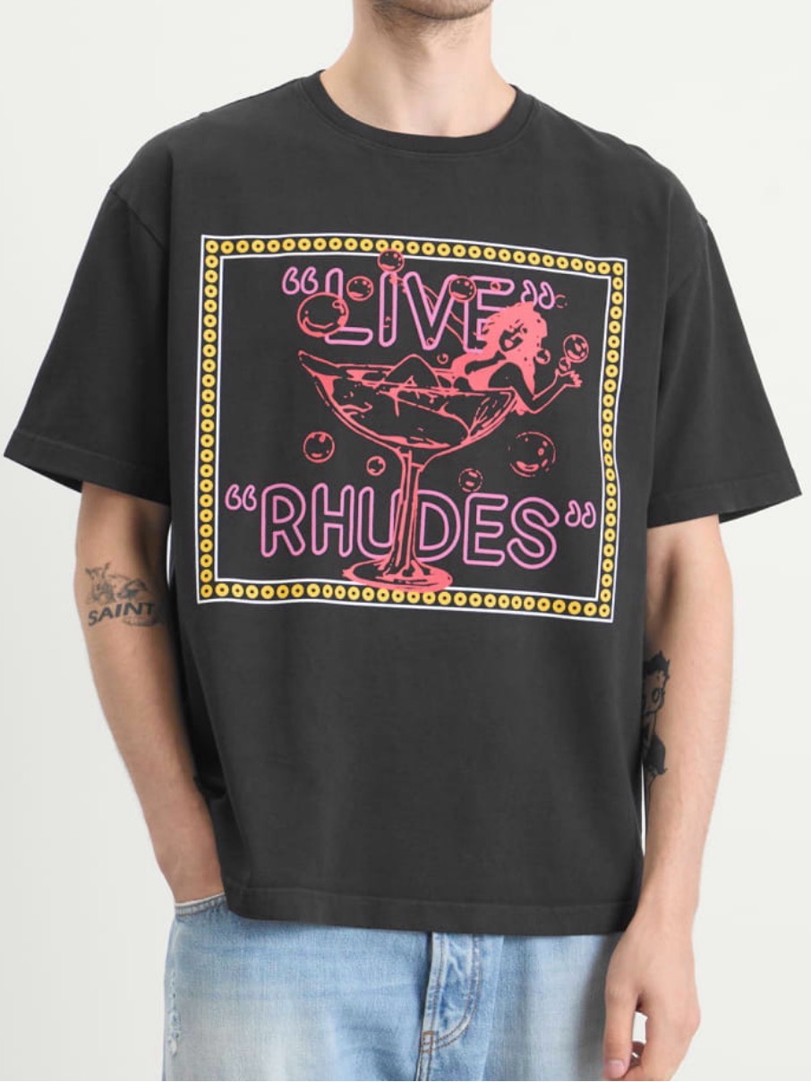 Rhude ‘Live Rhudes’ T-Shirt Vintage Black Tee Men’s Size Xl Graphic Print Logo